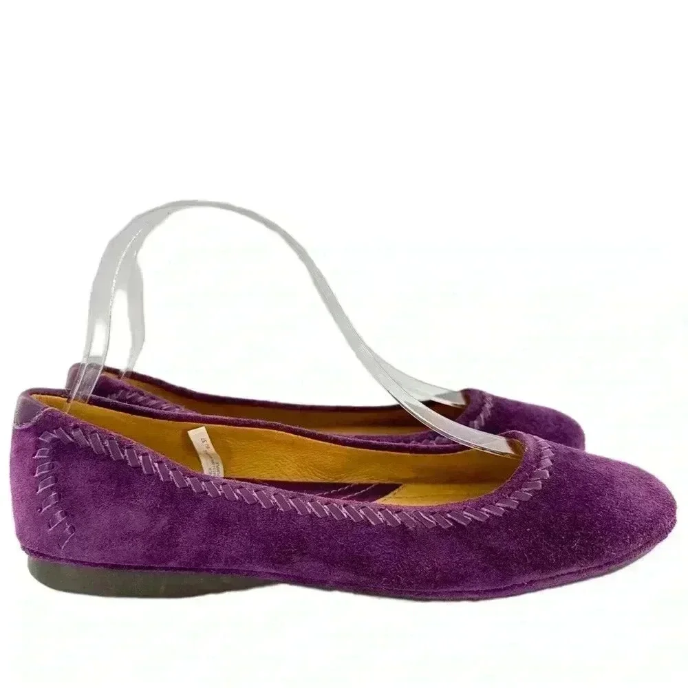 Bussola womens Inca flats size 37 purple suede ballet